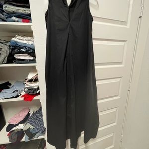 Zara long black dress 100% cotton with side pockets